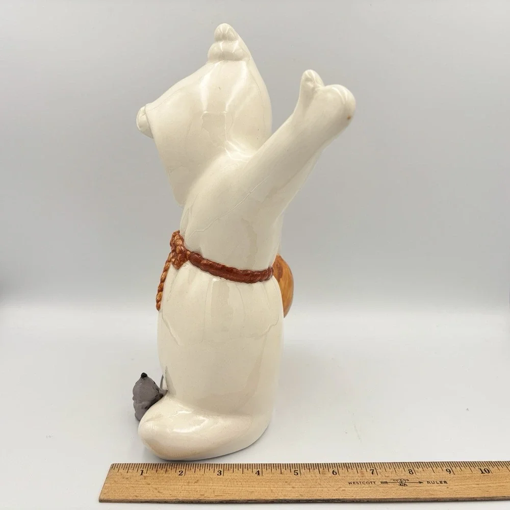 Vintage Ceramic White Ghost W/ Pumpkin / Jack O Lantern & Mouse 11.5